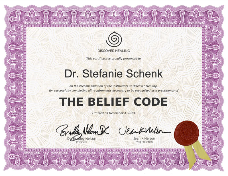Belief Code Zertifikat: Dr. Stefanie Schenk ist Belief Code zertifiziert